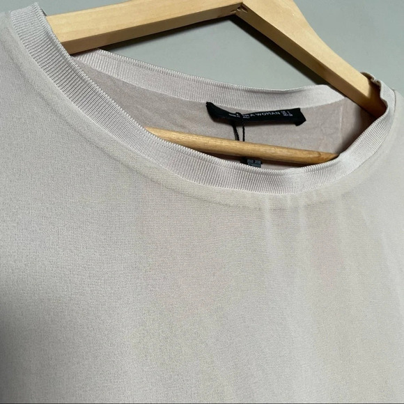 NWT! Zara Woman Sz  L Neutral Long Sleeve Blouse Top - Picture 5 of 14